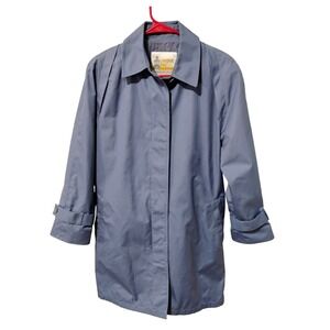 London Fog Women's‎ Light Blue Trench Coat Size 8 Classic Rain Coat